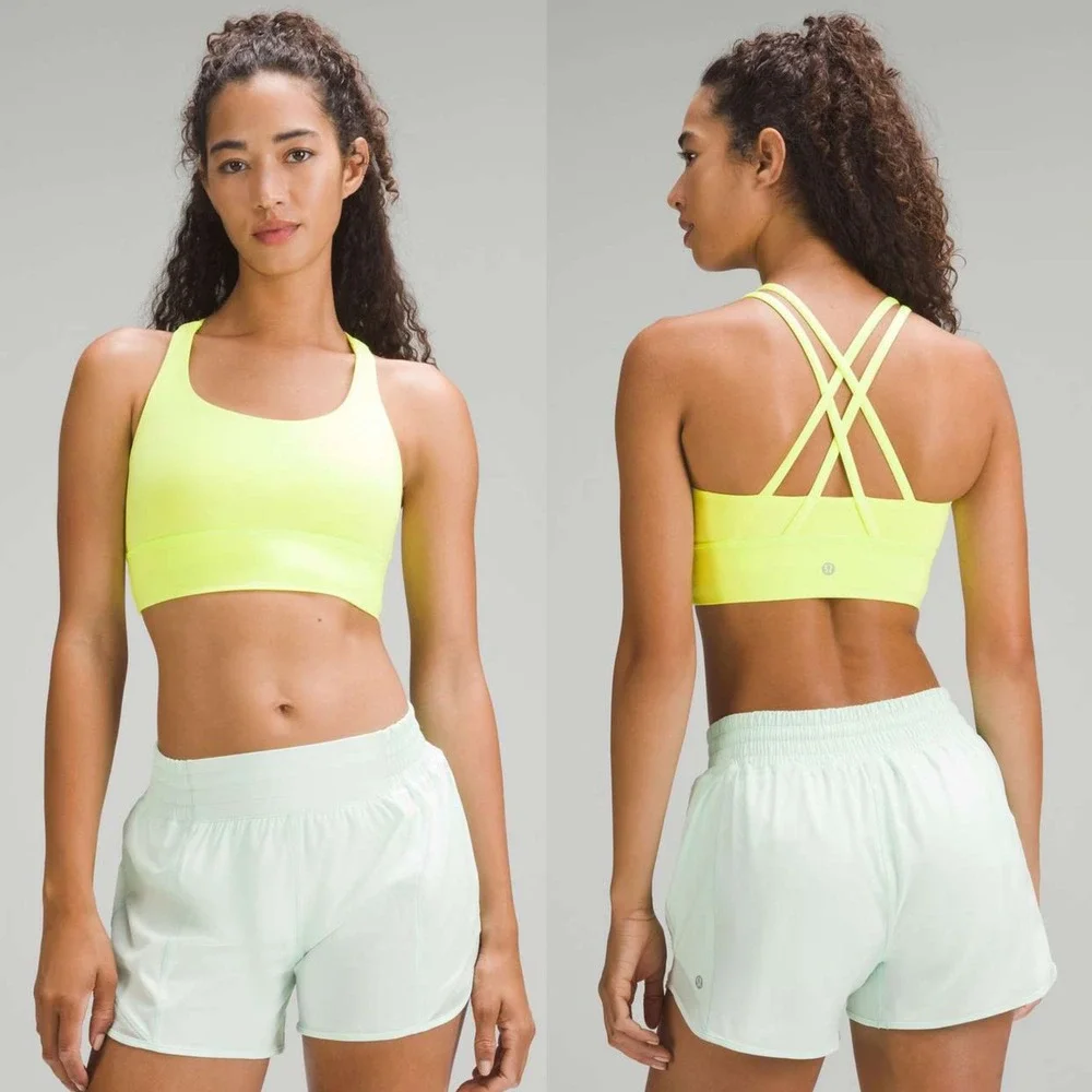 Lululemon Energy‎ Longline Bra, Electric Lemon (Medium Support, B/C) Sz 4